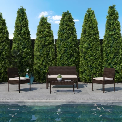 Flash Furniture Aransas Series 4 Piece Patio Set With Steel Frame And Cushions 4 Flash Furniture Aransas Series 4 Piece Patio Set With Steel Frame And Cushions - Image 4