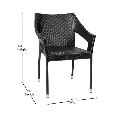 Flash Furniture Ethan Set Of 2 Commercial Grade Stacking Patio Chairs, All Weather PE Rattan Wicker Patio Dining Chairs 6 Flash Furniture Ethan Set Of 2 Commercial Grade Stacking Patio Chairs, All Weather PE Rattan Wicker Patio Dining Chairs - Image 6