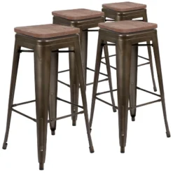 Flash Furniture 30" High Metal Indoor Bar Stool With Wood Seat - Stackable Set Of 4 -Flash Furniture Shop GUEST 9e368941 df4e 48e2 a89b 2c7ae48c704f