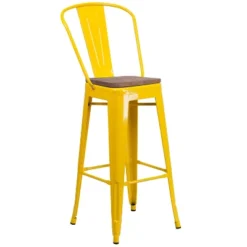 Flash Furniture 30" High Metal Barstool With Back And Wood Seat -Flash Furniture Shop GUEST 9e3870fa 5dc2 440f 931f 2ca6edef927b