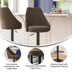 Flash Furniture Chrishelle Set Of 2 Commercial Adjustable Height Barstools With Upholstered Tufted Seats And Pedestal Base With Footring, Black -Flash Furniture Shop GUEST 9f447041 2e7d 47fe bc3c 9ef04c662a0b