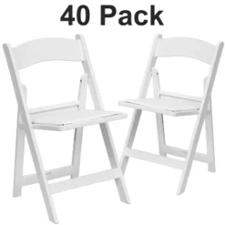 Flash Furniture Hercules™ Folding Chair - White Resin - 40 Pack 1000LB Weight Capacity Comfortable Event Chair - Light Weight Folding Chair