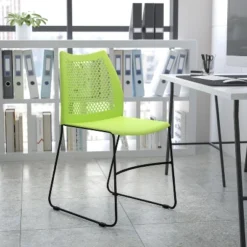 Flash Furniture HERCULES Series 661 Lb. Capacity Stack Chair With Air-Vent Back And Powder Coated Sled Base