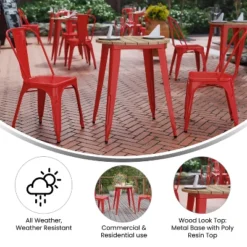 Flash Furniture Declan Commercial Grade Indoor/Outdoor Dining Table, 23.75" Round All Weather Poly Resin Top With Steel Base -Flash Furniture Shop GUEST a088b3bd ead7 4977 8423 4a4e30c3aabd
