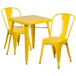 Flash Furniture Commercial Grade 23.75" Square Metal Indoor-Outdoor Table Set With 2 Stack Chairs -Flash Furniture Shop GUEST a0fa0ac6 fe9e 4414 8515 40340a08863e