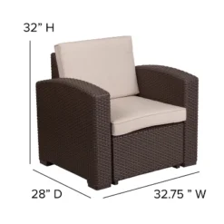Flash Furniture 4 Piece Outdoor Faux Rattan Chair, Sofa And Table Set In Chocolate Brown -Flash Furniture Shop GUEST a190c4bb 442e 4e48 988c 2f8c71baea2e