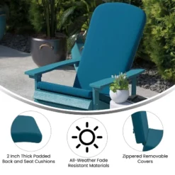 Flash Furniture Charlestown Set Of 2 All-Weather Poly Resin Wood Adirondack Chairs With Cushions For Deck, Porch, And Patio -Flash Furniture Shop GUEST a214f9db ab46 4b18 a5d4 f5d25ec22d9b