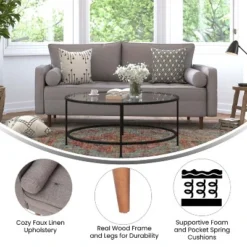 Flash Furniture Hudson Mid-Century Modern Sofa With Tufted Upholstery & Solid Wood Legs -Flash Furniture Shop GUEST a2186e0b b198 4b05 b986 05a30cc2a586