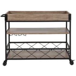 Flash Furniture Buckhead Distressed Light Oak Wood And Iron Kitchen Serving And Bar Cart With Wine Glass Holders -Flash Furniture Shop GUEST a2446445 d800 4242 a47c 948f457e4c78