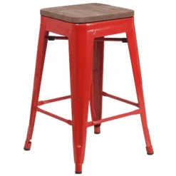 Flash Furniture 24" High Backless Metal Counter Height Stool With Square Wood Seat -Flash Furniture Shop GUEST a2548d68 4da9 4fbc a113 2e5819096218