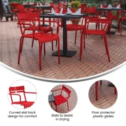 Flash Furniture Nash Commercial Grade Steel Indoor-Outdoor Stackable Chair With 2 Slats And Arms, Set Of 4 -Flash Furniture Shop GUEST a283f3e9 850a 499e b9e2 1b9ec3414256 2