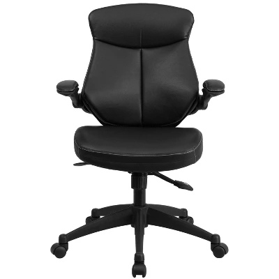 Flash Furniture Kale Mid-Back Black LeatherSoft Executive Swivel Ergonomic Office Chair With Back Angle Adjustment And Flip-Up Arms 8 Flash Furniture Kale Mid-Back Black LeatherSoft Executive Swivel Ergonomic Office Chair With Back Angle Adjustment And Flip-Up Arms - Image 8