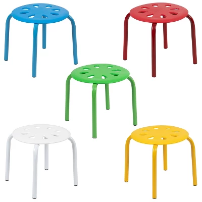 Flash Furniture Plastic Nesting Stack Stools, 11.5"Height (5 Pack) 2 Flash Furniture Plastic Nesting Stack Stools, 11.5"Height (5 Pack) - Image 2