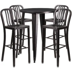 Flash Furniture Commercial Grade 30" Round Metal Indoor-Outdoor Bar Table Set With 4 Vertical Slat Back Stools -Flash Furniture Shop GUEST a3767f18 e66f 4a76 9e9e 7cd04dde9012