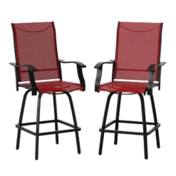 Flash Furniture Valerie Patio Bar Height Stools Set Of 2, All-Weather Textilene Swivel Patio Stools And Deck Chairs With High Back & Armrests -Flash Furniture Shop GUEST a3ad6a4d 02b8 48bb a7ec e3d098ddda04