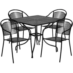 Flash Furniture Oia Commercial Grade 35.5" Square Indoor-Outdoor Steel Patio Table Set With 4 Round Back Chairs -Flash Furniture Shop GUEST a3d9b8fe dea4 4d6c 8f8f 6bb0c43990eb