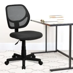 Flash Furniture Low Back Gray Mesh Swivel Task Office Chair With Curved Square Back