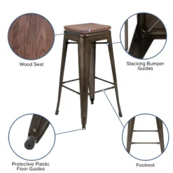 Flash Furniture 30" High Metal Indoor Bar Stool With Wood Seat - Stackable Set Of 4 -Flash Furniture Shop GUEST a45b11a3 da18 49b6 bef5 83375ca1a10c