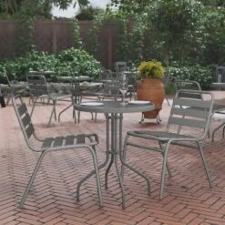 Flash Furniture Bellamy 23.75'' Silver Round Tempered Glass Metal Table