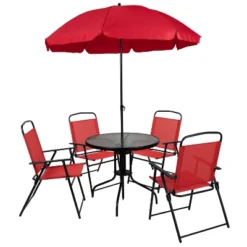 Flash Furniture Nantucket 6 Piece Patio Garden Set With Table, Umbrella And 4 Folding Chairs -Flash Furniture Shop GUEST a6e34d24 3d2a 4ad8 b734 4ac520bf8206