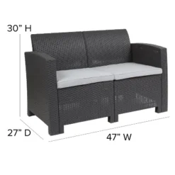 Flash Furniture Faux Rattan Loveseat With All-Weather Cushions -Flash Furniture Shop GUEST a6fe6d7d 6a0e 4dcd aada 03c799bb4fb8