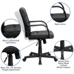 Mid-Back LeatherSoft Swivel Task Office Chair With Arms Black - Flash Furniture -Flash Furniture Shop GUEST a8b1744b 817c 4599 bacf f08bc9f108d9