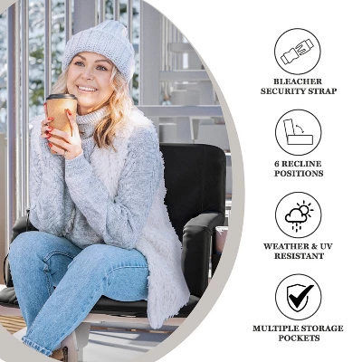 Flash Furniture Extra Wide Foldable Reclining Heated Stadium Chair With Backpack Straps - Black 14 Flash Furniture Extra Wide Foldable Reclining Heated Stadium Chair With Backpack Straps - Black - Image 14