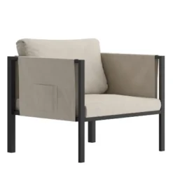 Flash Furniture Lea Indoor/Outdoor Patio Chair With Cushions - Modern Steel Framed Chair With Storage Pockets -Flash Furniture Shop GUEST ab005e35 f507 4106 b437 0a719554d147
