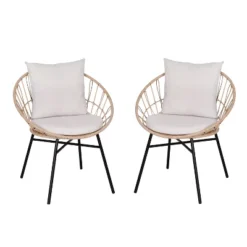 Flash Furniture Devon Set Of 2 Indoor/Outdoor Modern Papasan Style Rattan Rope Patio Chairs, PE Rattan With Cushions 20 Flash Furniture Devon Set Of 2 Indoor/Outdoor Modern Papasan Style Rattan Rope Patio Chairs, PE Rattan With Cushions -Flash Furniture Shop GUEST abb20d16 f570 44e9 a948 ba4b33361a9a