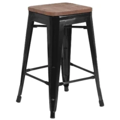 Flash Furniture 24" High Backless Metal Counter Height Stool With Square Wood Seat -Flash Furniture Shop GUEST ac83441a b9db 4df0 9e37 01dfead8b4ee