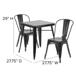 Flash Furniture Commercial Grade 23.75" Square Metal Indoor-Outdoor Table Set With 2 Stack Chairs -Flash Furniture Shop GUEST ad471c99 8687 452c 859f e9fdefaf2161