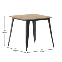 Flash Furniture Declan Commercial Grade Indoor/Outdoor Dining Table, 31.5" Square All Weather Poly Resin Top With Steel Base -Flash Furniture Shop GUEST ad4a6292 6d20 467e acaa d6df589e1b40