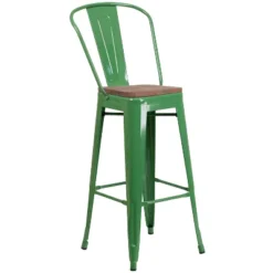 Flash Furniture 30" High Metal Barstool With Back And Wood Seat -Flash Furniture Shop GUEST ad632743 224e 4273 8d51 24511f7db3f7
