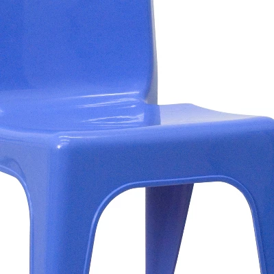 Flash Furniture 2 Pack Blue Plastic Stackable School Chair With Carrying Handle And 11" Seat Height 4 Flash Furniture 2 Pack Blue Plastic Stackable School Chair With Carrying Handle And 11" Seat Height - Image 4