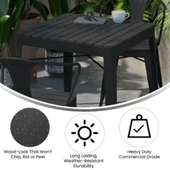 Flash Furniture Helvey 31.5" Square Commercial Grade Indoor/Outdoor Black Steel Patio Dining Table For 4 With Black Poly Resin Slatted Top -Flash Furniture Shop GUEST ae95efa3 ef02 4cf2 94db 76e57a4f61a0