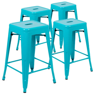 Flash Furniture 24" High Metal Counter-Height, Indoor Bar Stool - Stackable Set Of 4 14 Flash Furniture 24" High Metal Counter-Height, Indoor Bar Stool - Stackable Set Of 4 - Image 14