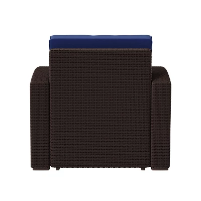 Flash Furniture Seneca Faux Rattan Chair With All-Weather Cushion 6 Flash Furniture Seneca Faux Rattan Chair With All-Weather Cushion - Image 6