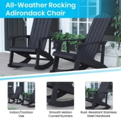 Flash Furniture Set Of 4 Savannah All-Weather Poly Resin Wood Adirondack Rocking Chairs With Side Table -Flash Furniture Shop GUEST b10ac1ca 72e0 4a41 9181 c98bfe18817a