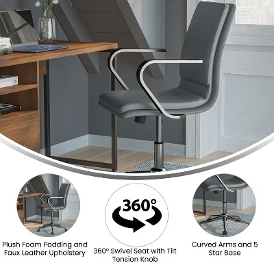 Flash Furniture James Mid-Back Designer Executive Upholstered Office Chair With Brushed Metal Base And Arms 5 Flash Furniture James Mid-Back Designer Executive Upholstered Office Chair With Brushed Metal Base And Arms - Image 5