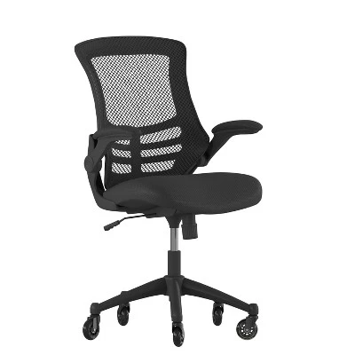 Flash Furniture Kelista Mid-Back Swivel Ergonomic Task Office Chair With Flip-Up Arms And Transparent Roller Wheels 11 Flash Furniture Kelista Mid-Back Swivel Ergonomic Task Office Chair With Flip-Up Arms And Transparent Roller Wheels - Image 11