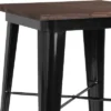 Flash Furniture 23.5" Square Metal Indoor Bar Height Table With Rustic Wood Top