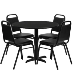 Flash Furniture 36'' Round Laminate Table Set With X-Base And 4 Trapezoidal Back Banquet Chairs -Flash Furniture Shop GUEST b38b6cd4 b92d 4d41 97c7 bde6b0b94cd0