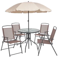 Flash Furniture Nantucket 6 Piece Patio Garden Set With Table, Umbrella And 4 Folding Chairs -Flash Furniture Shop GUEST b3a14010 afd2 4386 b542 672cc1dd190c