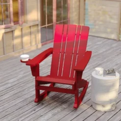 Flash Furniture Halifax HDPE Adirondack Chair With Cup Holder And Pull Out Ottoman, All-Weather HDPE Indoor/Outdoor Chair -Flash Furniture Shop GUEST b3d759d8 c975 47fb b054 3dd0fc6f9e71