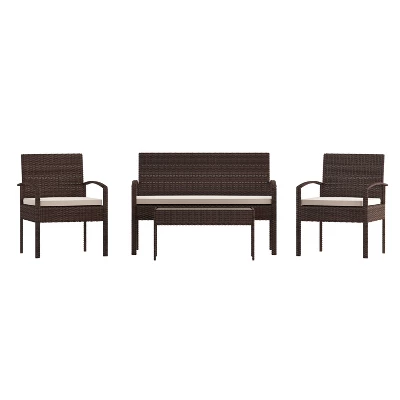 Flash Furniture Aransas Series 4 Piece Patio Set With Steel Frame And Cushions 2 Flash Furniture Aransas Series 4 Piece Patio Set With Steel Frame And Cushions - Image 2