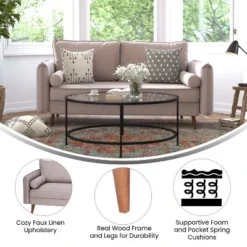 Flash Furniture Evie Mid-Century Modern Sofa With Fabric Upholstery & Solid Wood Legs -Flash Furniture Shop GUEST b6d0dedf a037 4212 8be3 64d449c1e7f9