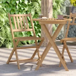 Flash Furniture Indoor/Outdoor Acacia Wood Folding Table And 2 Chair Bistro Set In Natural -Flash Furniture Shop GUEST b6e0a893 f45c 4c4a b468 a2d4126ce2a1