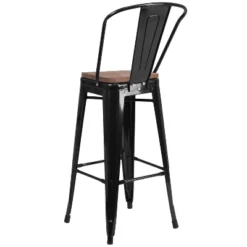 Flash Furniture 30" High Metal Barstool With Back And Wood Seat -Flash Furniture Shop GUEST b7045bc6 993d 4184 949b f0e66ceb7761