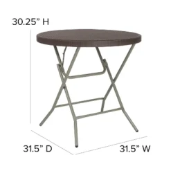 Flash Furniture 2.6-Foot Round Brown Rattan Plastic Folding Table -Flash Furniture Shop GUEST b7925728 acbb 46f2 b3b1 b94f997e136b