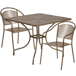Flash Furniture Oia Commercial Grade 35.5" Square Indoor-Outdoor Steel Patio Table Set With 2 Round Back Chairs -Flash Furniture Shop GUEST b80412e3 5589 4adc 9f77 827cdf13f1b7